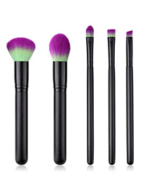 Fashion Black+purple Round Shape Decorated Makeup Brush (5 Pcs )