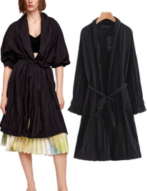 Elegant Black Pure Color Design Loose Coat