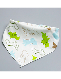 Fashion Green+white Dinosaur Pattern Decorated Baby Bib (1 Pc)