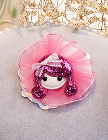 Fashion Pink Gril Shape Decorated Paillette Hair Clip
