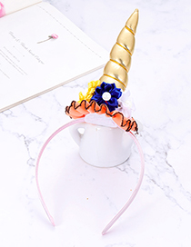 Fashion Gold Color Flower&unicorn Shape Decorated Hair Hoop