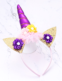 Fashion Purple Cat&unicorn Shape Decorated Hair Hoop