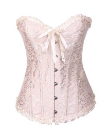 Sexy Beige Pure Color Decorated Corset
