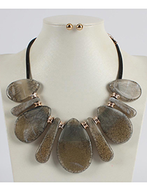 Fashion Beige Water Drop Shape Decorated Necklace