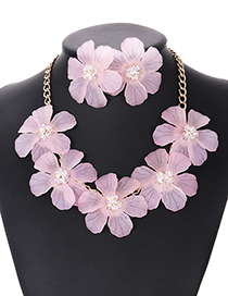 Elegant Light Pink Pure Color Design Flower Shape Jewelry Sets