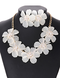Elegant Beige Pure Color Design Flower Shape Jewelry Sets