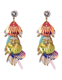 Elegant Multi-color Sector Shape Decorated Long Earrings