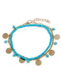 Elegant Gold Color Round Shape Decorated Double Layer Anklet