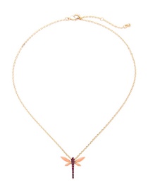 Elegant Gold Color Dragonfly Pendant Decorated Necklace