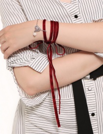 Elegant Red Heart Shape Decorated Double Layer Bracelet