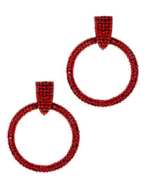 Elegant Red Full Diamond Design Round Shape Earrings