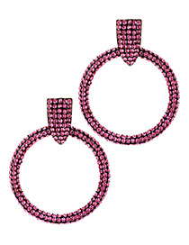 Elegant Pink Full Diamond Design Round Shape Earrings