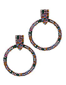 Elegant Multi-color Full Diamond Design Round Shape Earrings