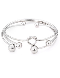 Elegant Silver Color Balls Decorated Pure Color Bracelet(3pcs)