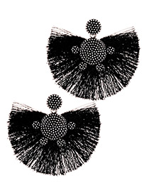 Elegant Black Tortoise Decorated Tassel Earrings