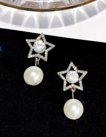 Elegant Silver Color Pearls&star Decorated Simple Earrings