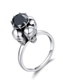 Fashion Black Skull&diamond Decorated Pure Color Ring