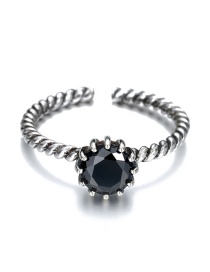 Fashion Black Diamond Decorated Opening Ring