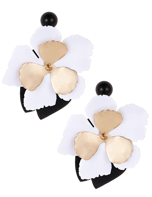 Fashion Gold Color Flowers Decorated Simple Earrings