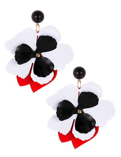 Fashion Black Flowers Decorated Simple Earrings
