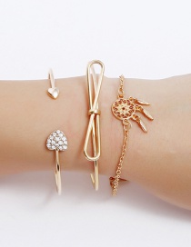 Fashion Gold Color Windbell&bowknot Decorated Bracelet(3pcs)
