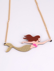 Fashion Blue Cartoon Mermaid Pendant Decorated Necklace