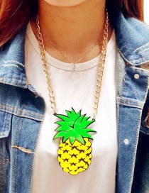 Fashion Yellow Pineapple Pendant Decorated Necklace