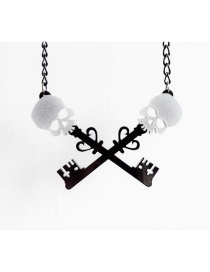 Fashion Black Skulls&keys Pendant Decorated Necklace