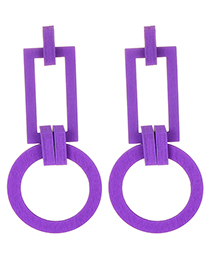 Fashion Purple Geometric Shape Design Long Earrings