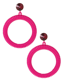 Fashion Plum Red Circular Ring Shape Design Earrings