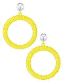 Fashion Yellow Circular Ring Shape Design Earrings