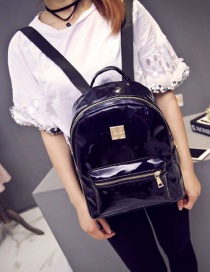 Fashion Black Pure Color Design Simple Backpack