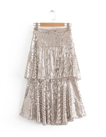 Elegant Silver Color Pure Color Design Multi-layer Skirt