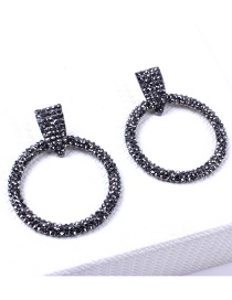 Elegant Gray Full Diamond Decorated Circular Ring Earrings