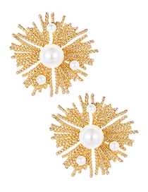Fashion Gold Color Pearls Decorated Geometric Shape Earrings