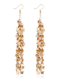 Elegant Gold Color Star Shape Design Long Tassel Earrings