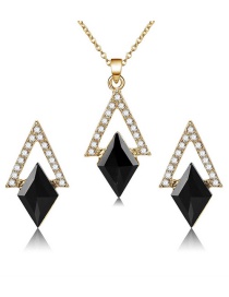 Elegant Black Geometric Shape Pendant Decorated Jewelry Sets