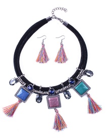 Elegant Multi-color Tassel&diamond Decorated Jewelry Sets