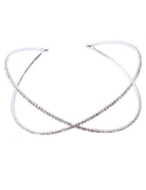 Elegant Silver Color Full Diamond Decorated X Shape Earrings