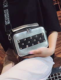 Fashion Silver Color Rivet Decorated Width-strap Shoulder Bag