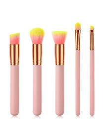 Fashion Pink Round Shape Decorated Makeup Brush(5pcs)