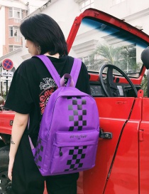 Fashion Purple Grids Pattern Decorated Backpack
