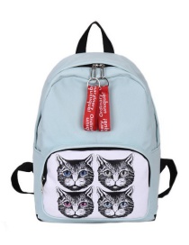 Fashion Light Blue Cat Pattern Decorated Backpack