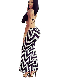 Fashion Black+white Stripe Pattern Decorated Dress