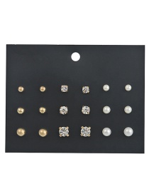 Fashion Gold Color Round Shape Decorated Earrings Sets(9 Pairs)