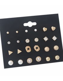 Fashion Gold Color Geometric Shape Decorated Earrings Sets(12 Pairs)