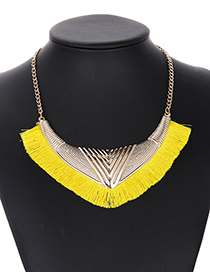 Fashion Yellow Tassel Decorated Necklace