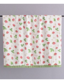 Fashion Green+pink Strawberry Pattern Decorated Blanket