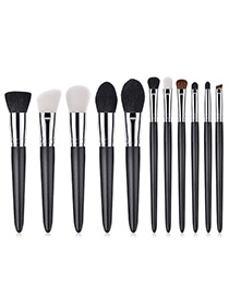 Fashion Black Round Shape Decorated Makeup Brush (11 Pcs )