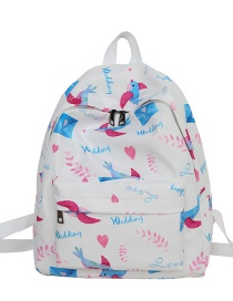 Fashion White Bird Pattern Decorated Backpack